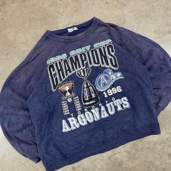Toronto Argonauts 1996 Grey Cup Champions Sweatshirt Navy Vintage Size L - Picture 2 of 6